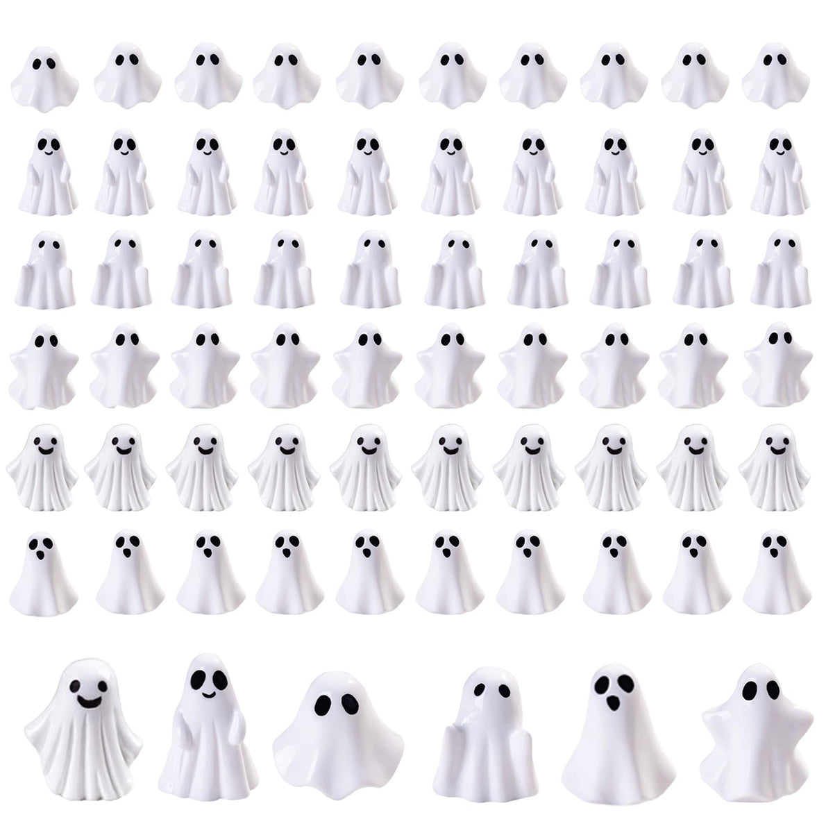 Cutecutedy 60Pcs Mini Resin Ghost Figurines,Tiny Little Ghosts for Halloween Decor,Cute Spooky Vase Filler,Tiered Tray & Table Centerpiece,Miniature Party Favors,Home Decor