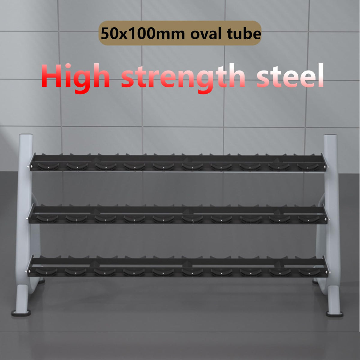 Commercial Steel Dumbbell Rack, 3 Tier Home Fitness Strength Training Dumbbell Storage Rack, 500kg Capacity, Silver, 3mm Thick Reinforced Dumbbell Racks
