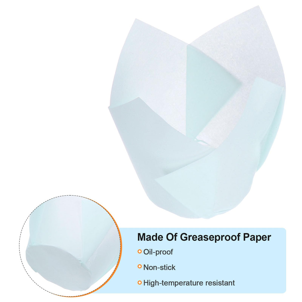 HARFINGTON 150pcs Tulip Cupcake Liners Greaseproof Baking Cups Paper Cupcake Wrappers Holders for Parties Weddings Birthdays, Blue
