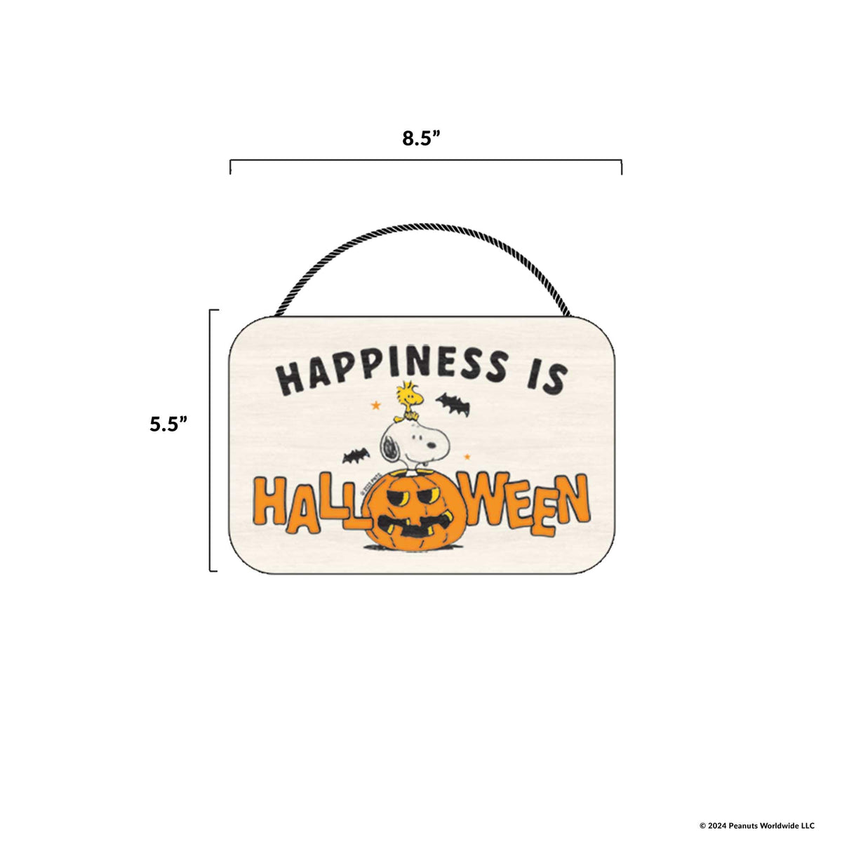Peanuts Snoopy Happiness Is Halloween Hanging Wood Wall Decor - Fun Snoopy Halloween Sign for Home Decorating