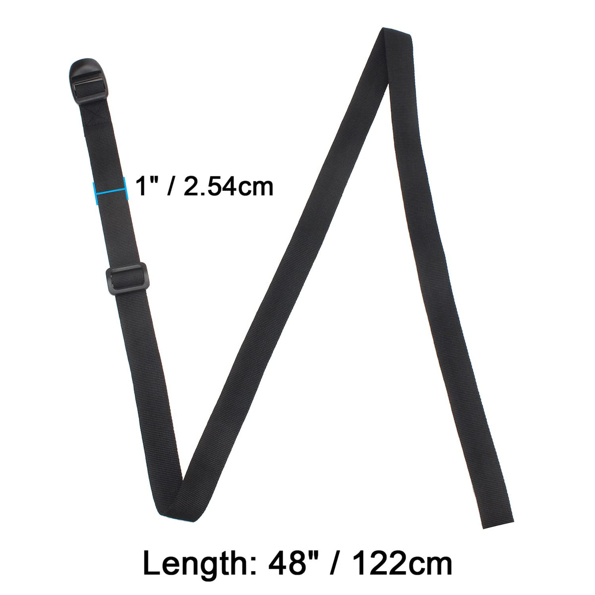 Wisdompro Sleeping Bag Strap, 2 Pack of Heavy Duty Utility Straps for Backpacking, Sleeping Bag Compression, Luggage, Camping, Hiking with Plastic Buckle - 48 inch, Black