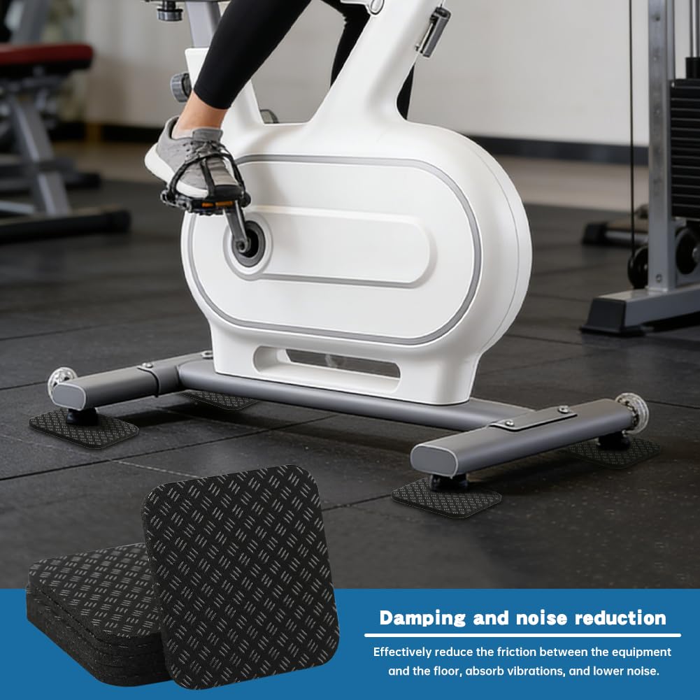 6Pcs Treadmill Mat Pads, Anti Vibration Mat for Treadmill, Washing Machine Pads, Shock Absorbing Bases for Stationery Bike, Home Gym Station, Include Storage Bag