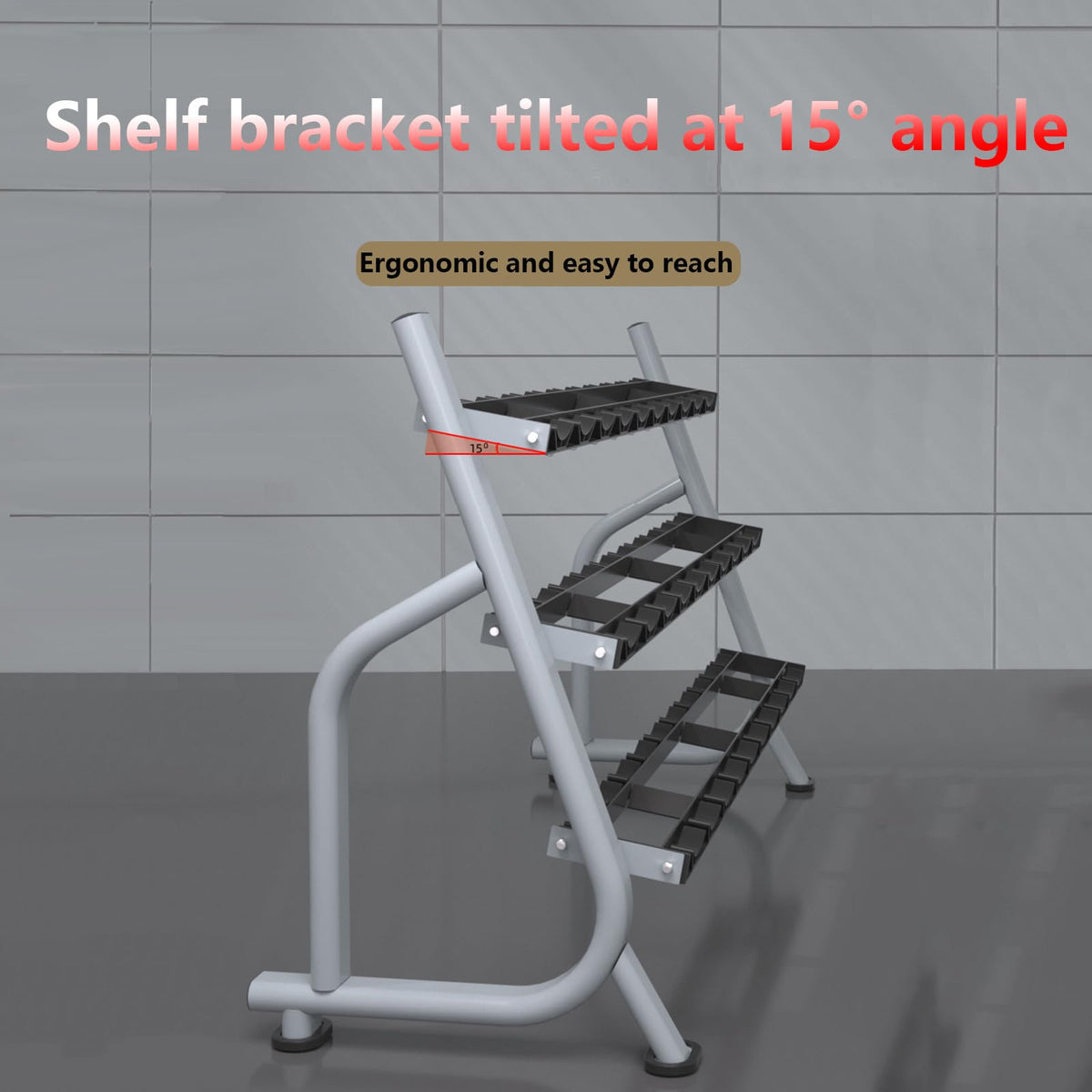 Commercial Steel Dumbbell Rack, 3 Tier Home Fitness Strength Training Dumbbell Storage Rack, 500kg Capacity, Silver, 3mm Thick Reinforced Dumbbell Racks