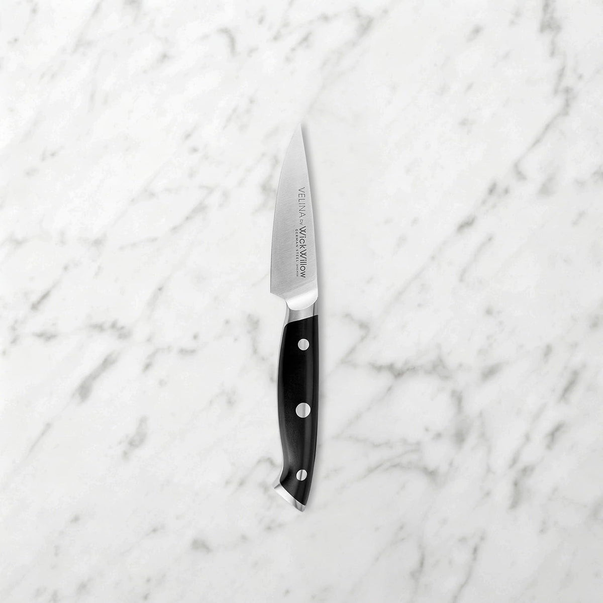 WICKWILLOW 3.5 Inch Paring Knife – Razor Sharp German Steel – Small Kitchen Knife for Home Cooks – Peeling, Trimming & Precision Work – Full Tang & Ergonomic Handle – Gift Box – Velina Series