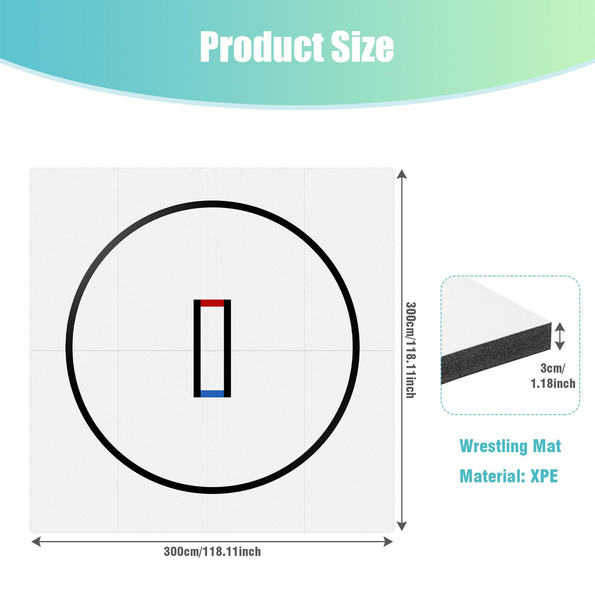 Generic Wrestling Mat 10x10ft Jiu Jitsu Wrestling Mats for Home 1.2inch Thick Gymnastics Training Mat for BJJ MMA Grappling Judo Boxing