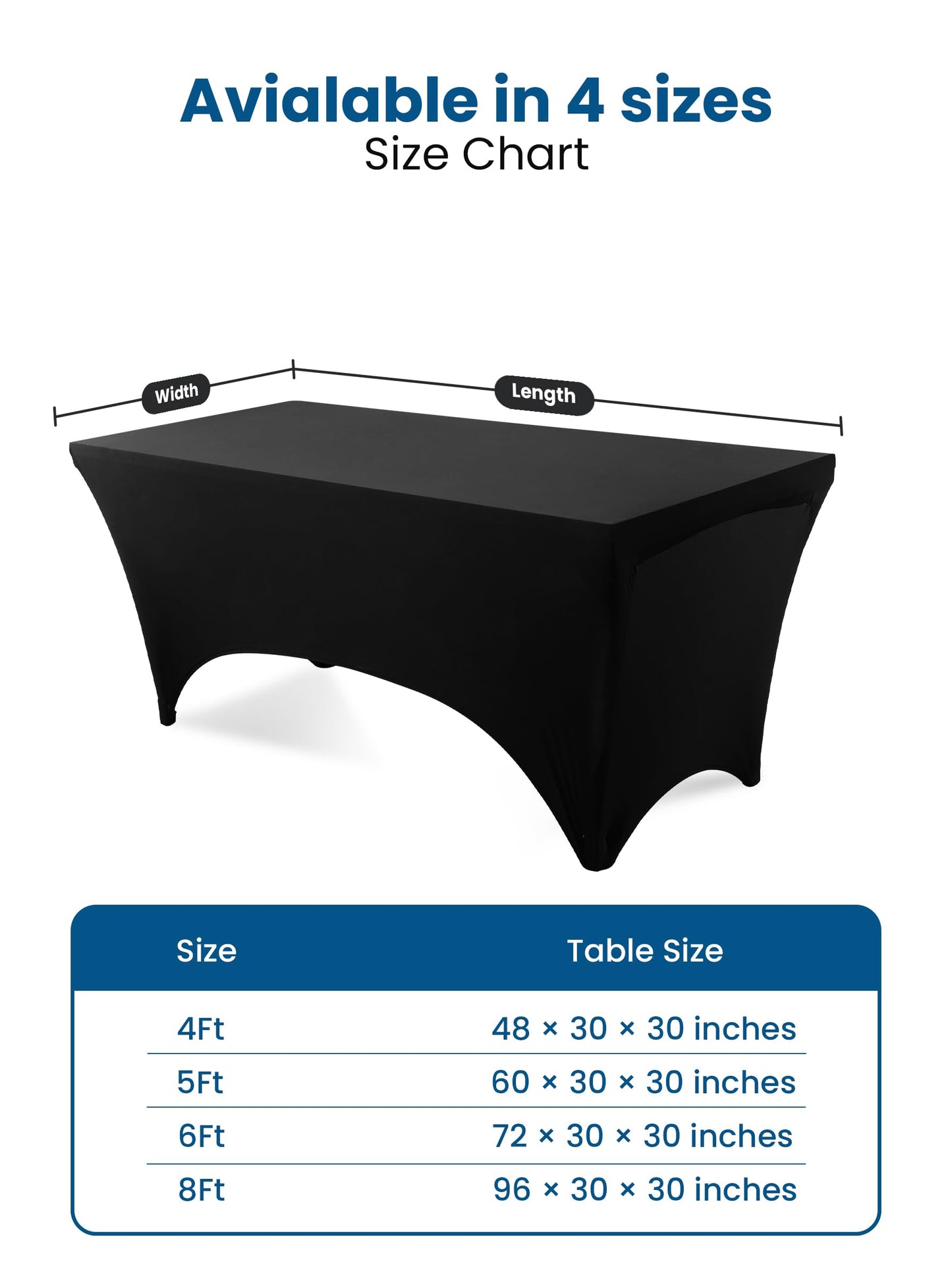 Utopia Kitchen Spandex Tablecloth 2 Pack [6FT, Black] Tight, Fitted, Washable and Wrinkle Resistant Stretch Rectangular Patio Table Cover for Event, Wedding, Banquet & Parties [72Lx30Wx30H Inch]