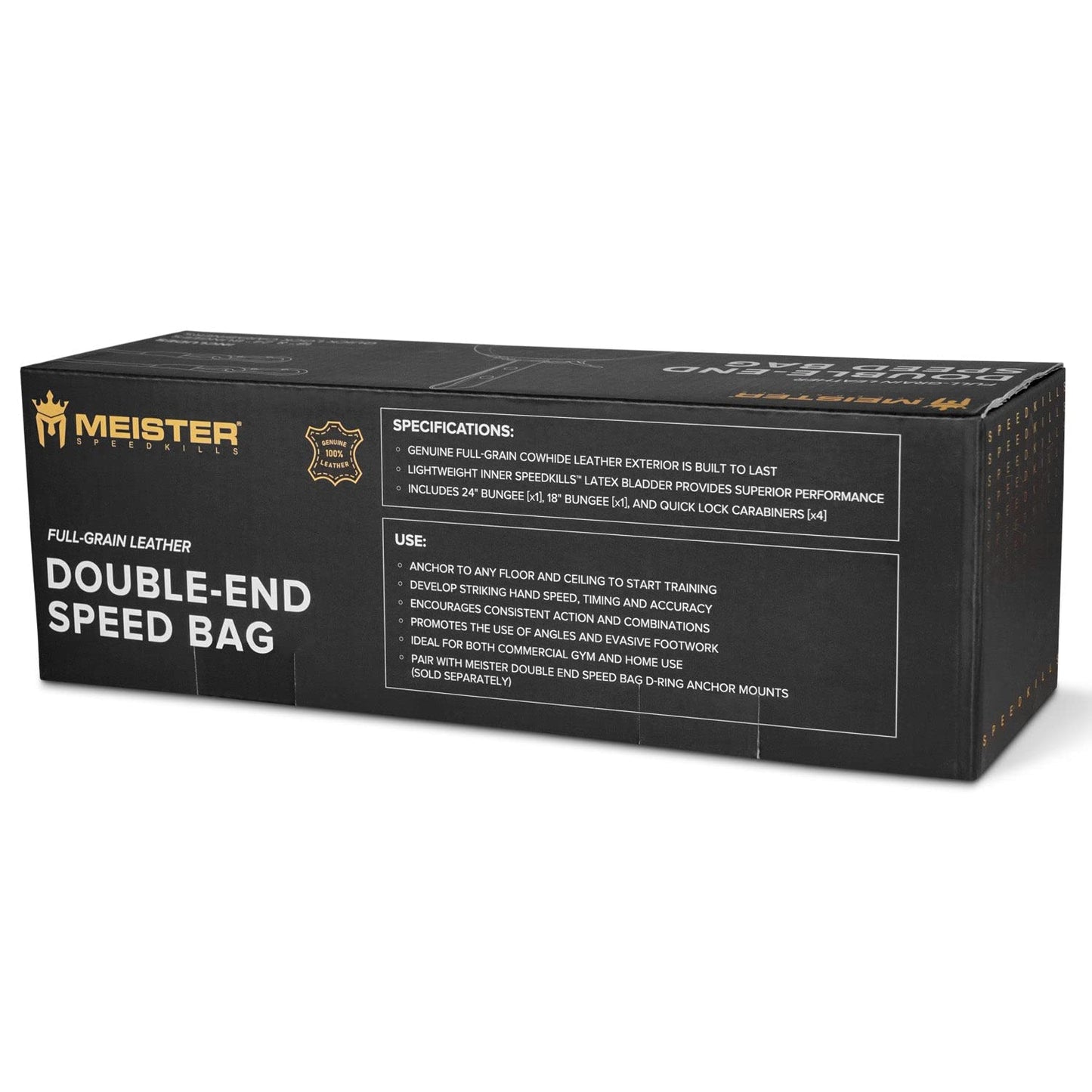 Meister SpeedKills Leather Speed Bag w/Lightweight Latex Bladder - Black - Small (7.5" x 5") (19 cm x 12.7 cm)