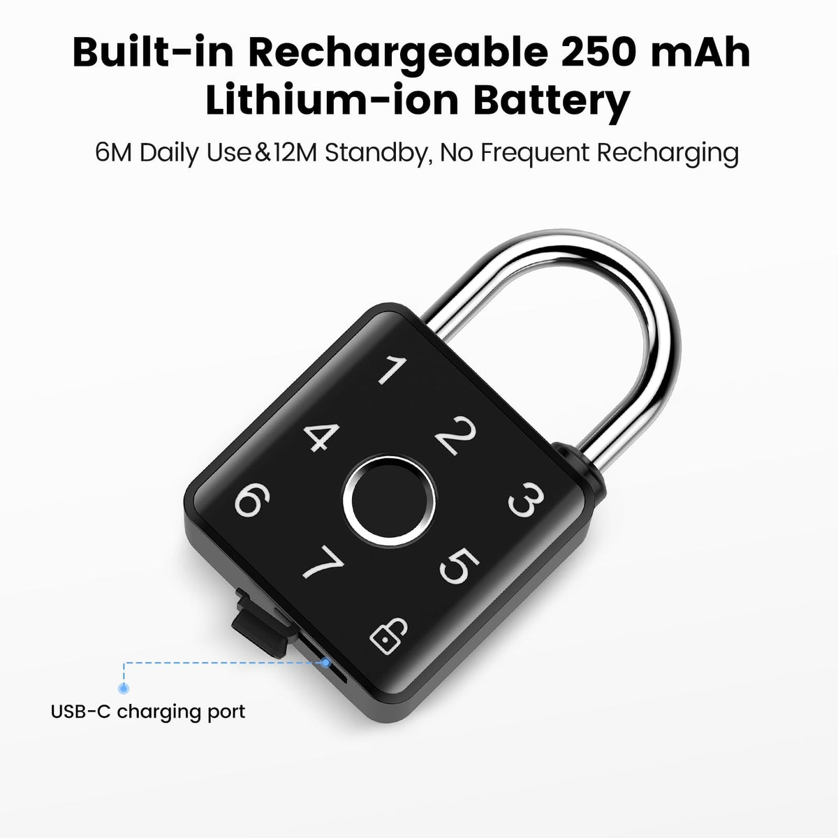 Lokko Gym Locker Lock, Fingerprint Smart Padlock Bluetooth RFID Keyless Biometric Lock for School Dorm Employee Locker, Toolbox