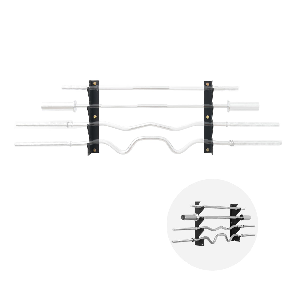 Barbell Rack Single Hook Wall Mount Heavy Duty Vertical Barbell Holder Weight Bar Holder for Olympic Barbell, Curl bar, Commercial or Home Gym Accessory (4 bars) (Black-4pis)