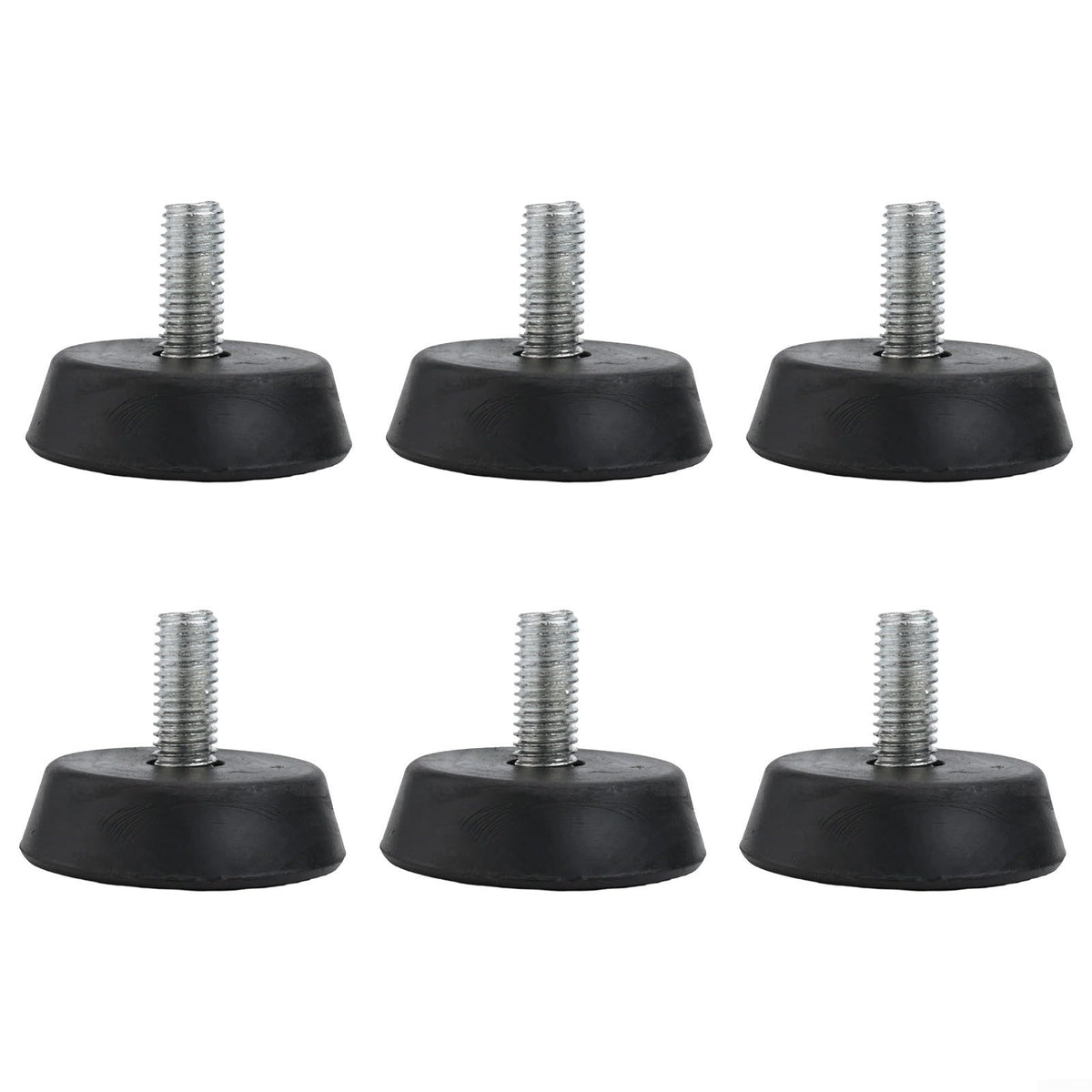 6pcs 3/8" Exercise Bike Foot Pads, Rubber Non-Slip Shock Absorption Pads for Stable Quiet Workouts, Anti-Vibration Leveling Feet with Wavy Grip Texture, Easy Install Replacement Parts, Black