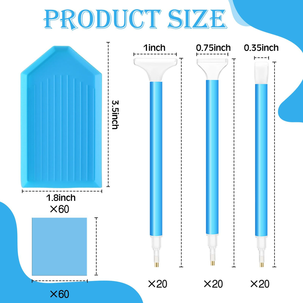 Affrolling 180 Pcs 5d Diamond Art Painting Tools and Accessories Kits Include Drill Pens with 3 Drill Sizes, Plastic Diamond Trays, Glue Clay, Rhinestone Art Painting DIY Accessories(Blue)