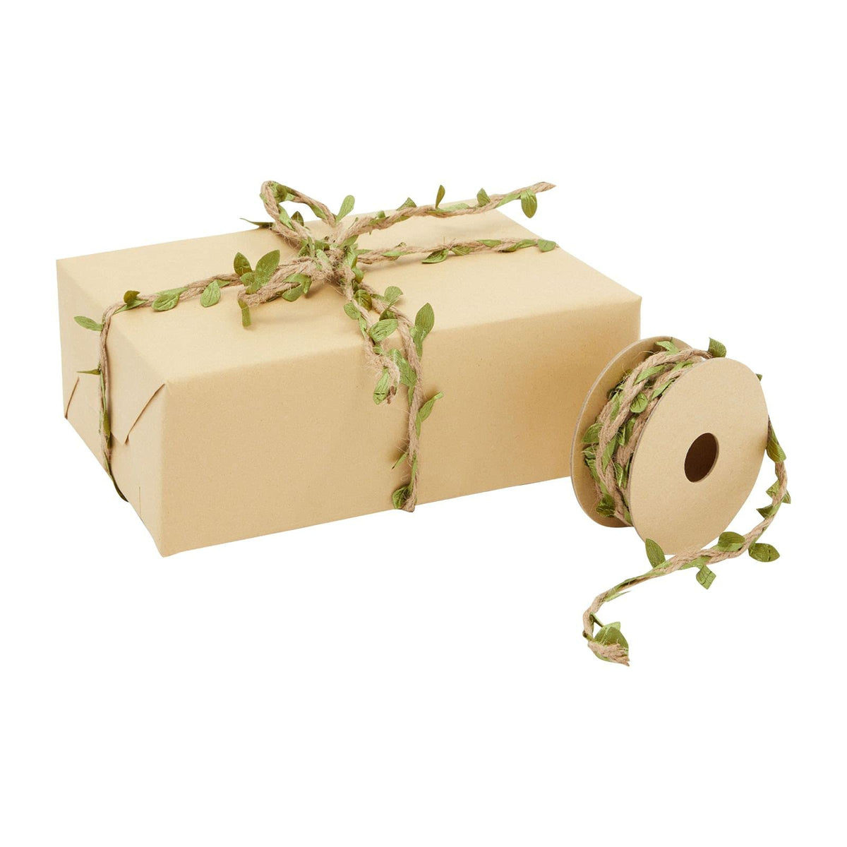 Juvale Burlap Leaf Ribbon - Jungle, Safari & Fairy Party, Enchanted Forest Decor, Vines for Crafts (4 Rolls, 65.6 Ft Total)