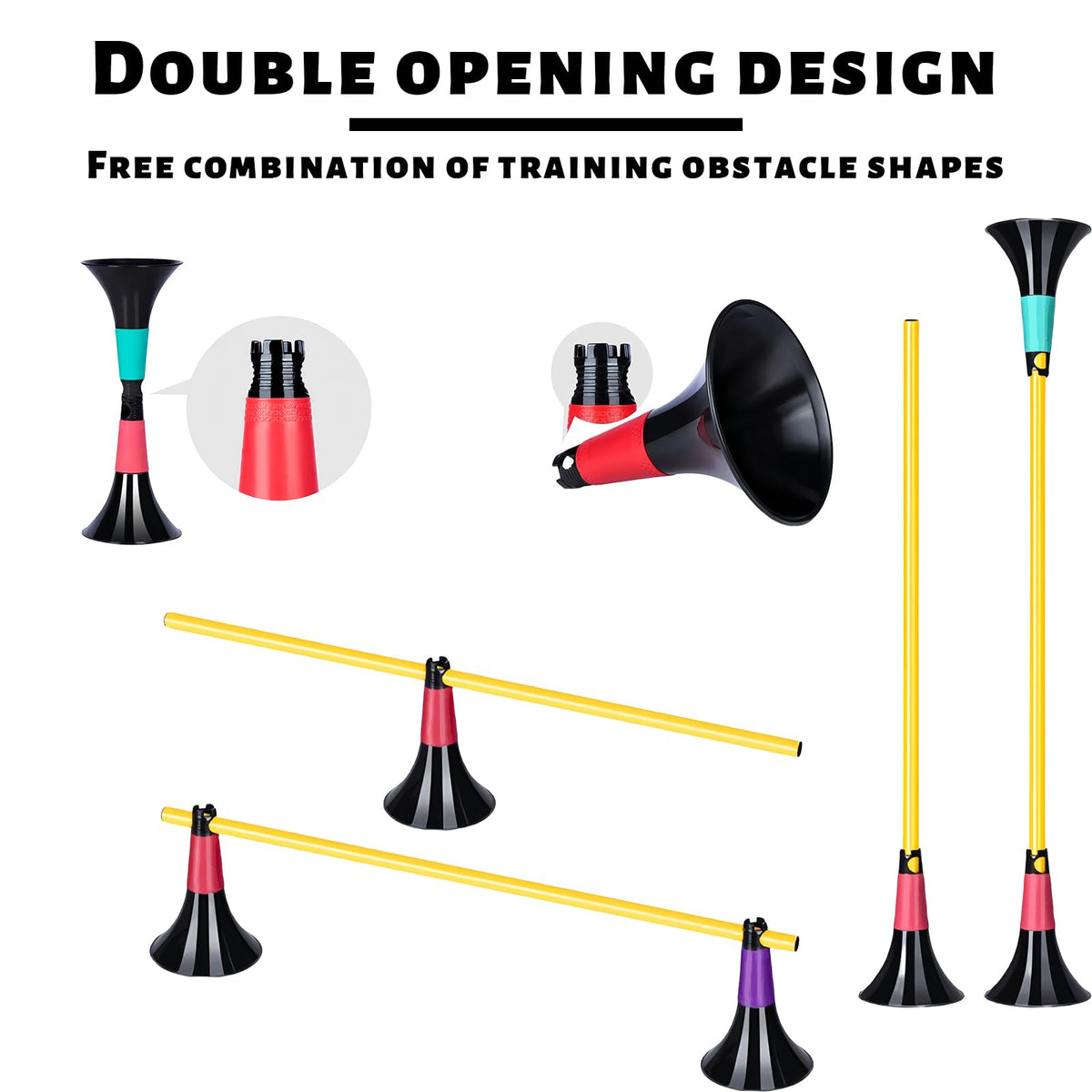 Basketball Training Cones and Agility Poles Set, 8pcs Cones with Anti-Slip Silicone Sleeve & 8pcs 19.7" Poles, Heavy Duty Soccer Training Equipment for Dribbling Drills and Speed Hurdles (Green)