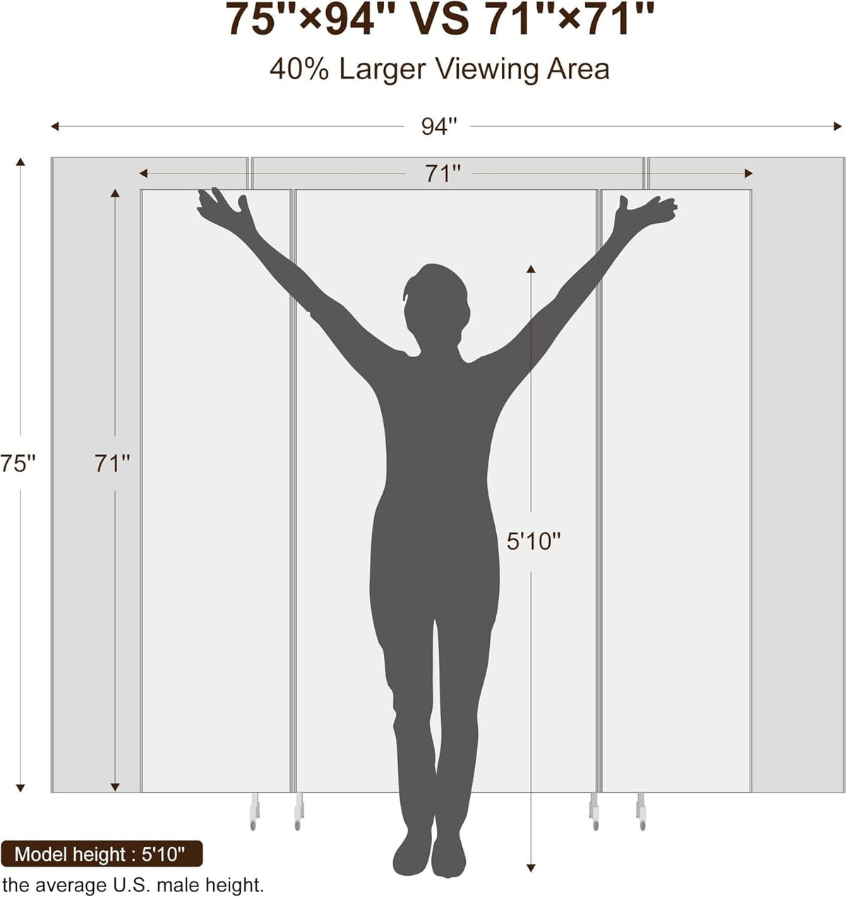 brisafe Full Length Stand Up Mirror on Wheels,75''L×95''W,Large Tri-Fold Floor Mirror with Stand,Movable 3-Way Full Length Standing Mirror for Gym, Dance Studio, Fitness Room, and Home (Silver)