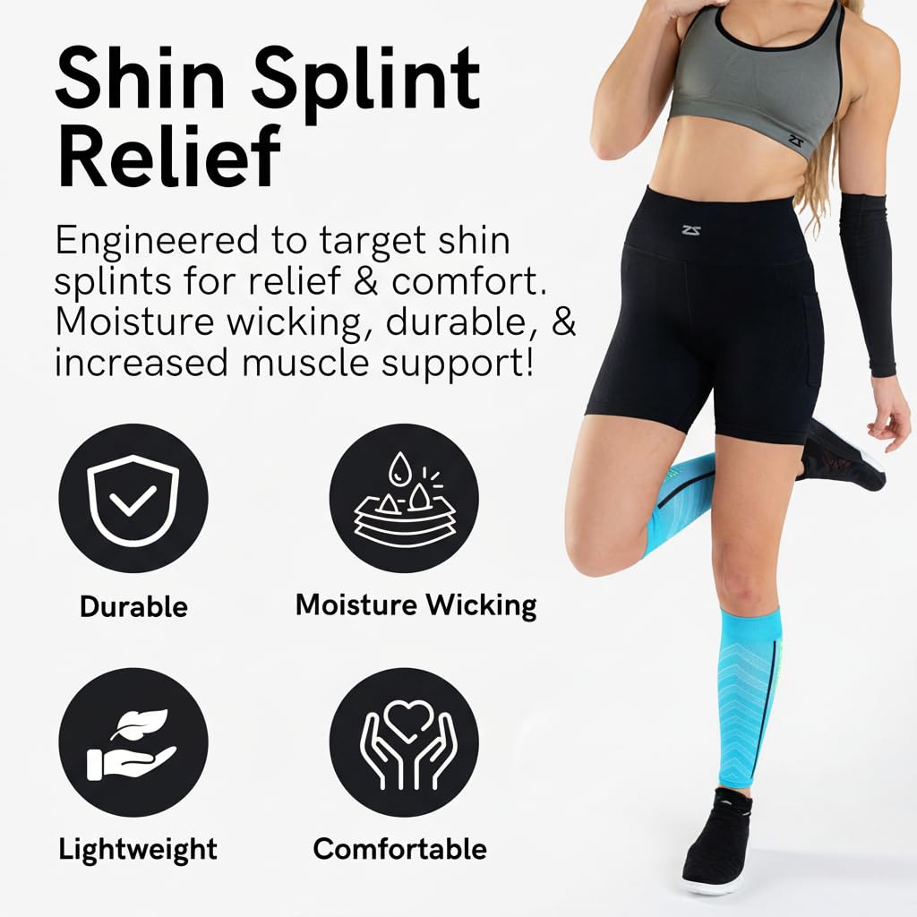 Zensah Featherweight Compression Leg Sleeves - Relieve Shin Splints, Calf Strains (Fuchsia, Large)