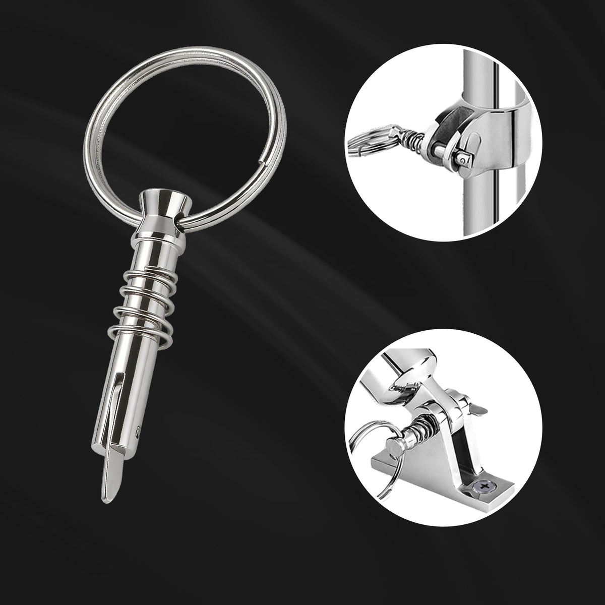 Laorde Bimini Top Quick Release Pins 1/4 inch Diameter with Drop Cam and Spring, Usable Length 0.9 inch, Full 316 Stainless Steel, Marine Hardware (4 PCS)