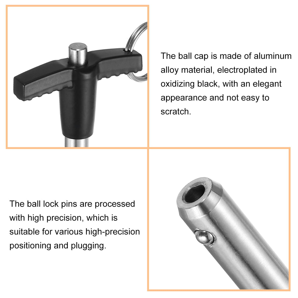uxcell 2Pcs T Handle Lock Pins, 8mm x 30mm Usage Length Stainless Steel Push-Button Quick Release Pin