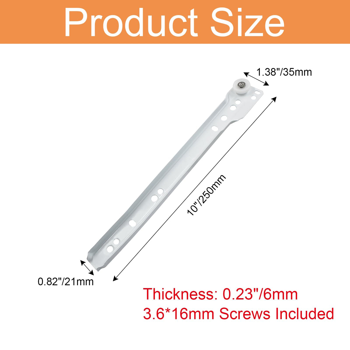 Suiwotin 1 Pair 10 Inch Drawer Slides, White Coated Steel Drawer Track, Removable Bottom Mount Drawer Rails with Smooth Sliding Nylon Wheels