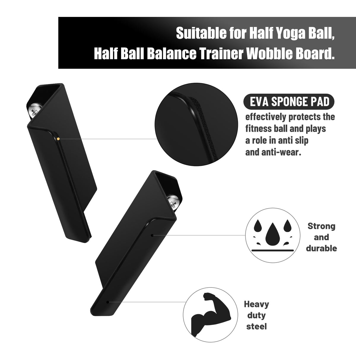 LHERUT Heavy Duty Balance Trainer Ball Holder Wall mount,Half Exercise Ball Storage Bracket for Strength Fitness Ball,Yoga Stability Ball Rack Organizer for Home Gym Workouts（Excluding balls）