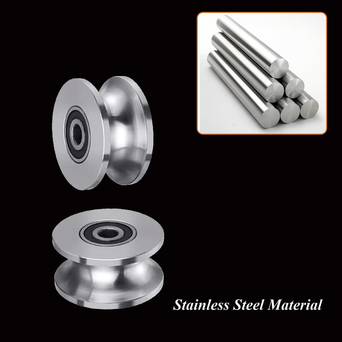 Sliding Gate Rollers Stainless Steel U Groove Wheel Heavy Duty Cable Pulley Block U Shaped Rail Gate Wheels Quiet and Smooth Operation Plate Caster with Bearing for Barn Door Track