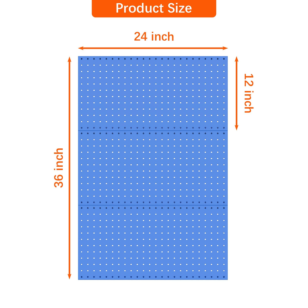 TORACK 3 PCS Metal Pegboard Panels(12x24 inch) for Wall Garage Utility Tools Storage Pegboard for Workbench, Modular Peg Board Tool Organizer Board Kit(Pack of 3, Blue)