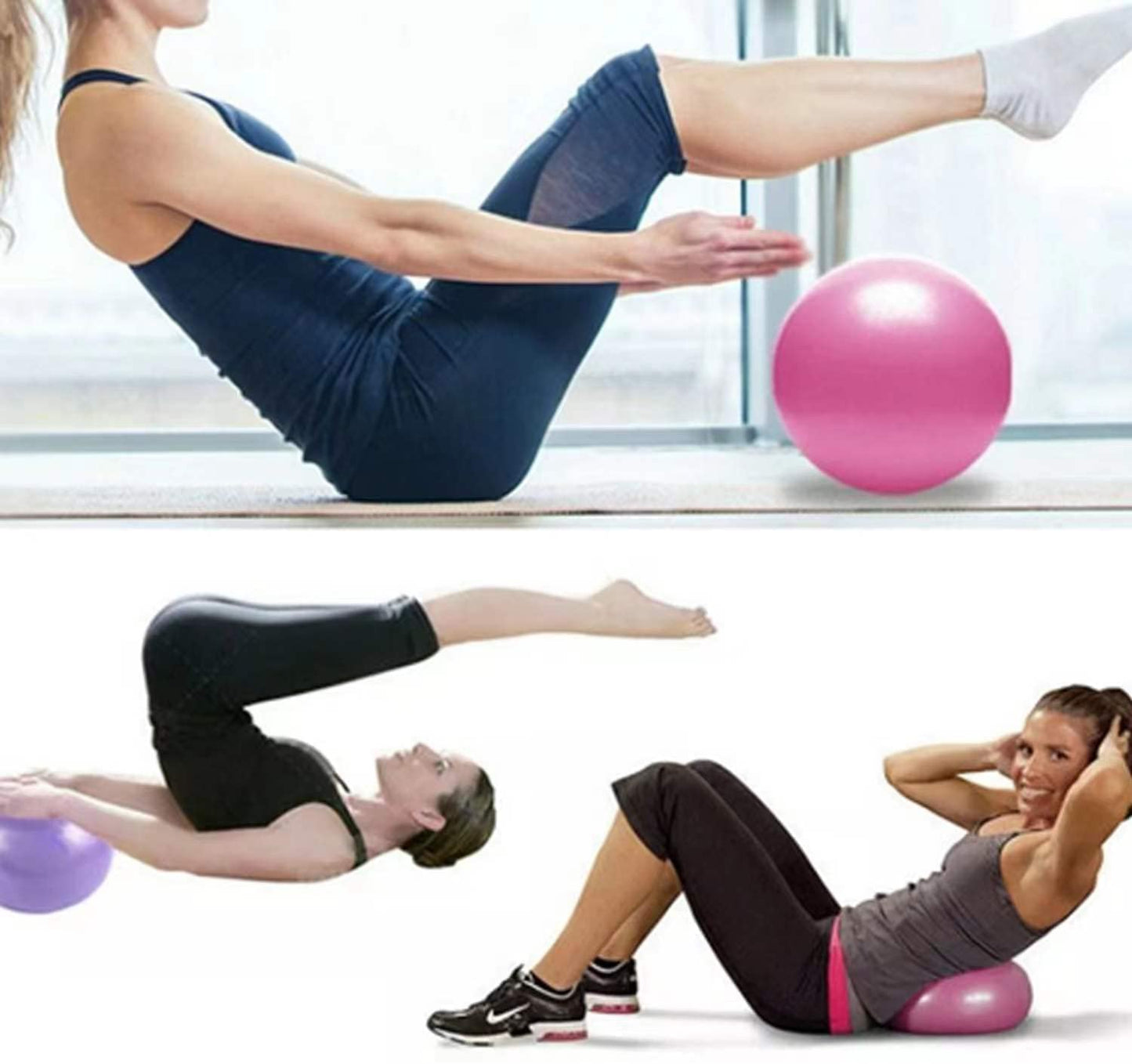 HCFGUS 9 Inch Mini Exercise Pilates Yoga Ball, Stability Ball for Yoga, Barre, Training and Physical Therapy- Improves Balance with Inflate Pump(Black)