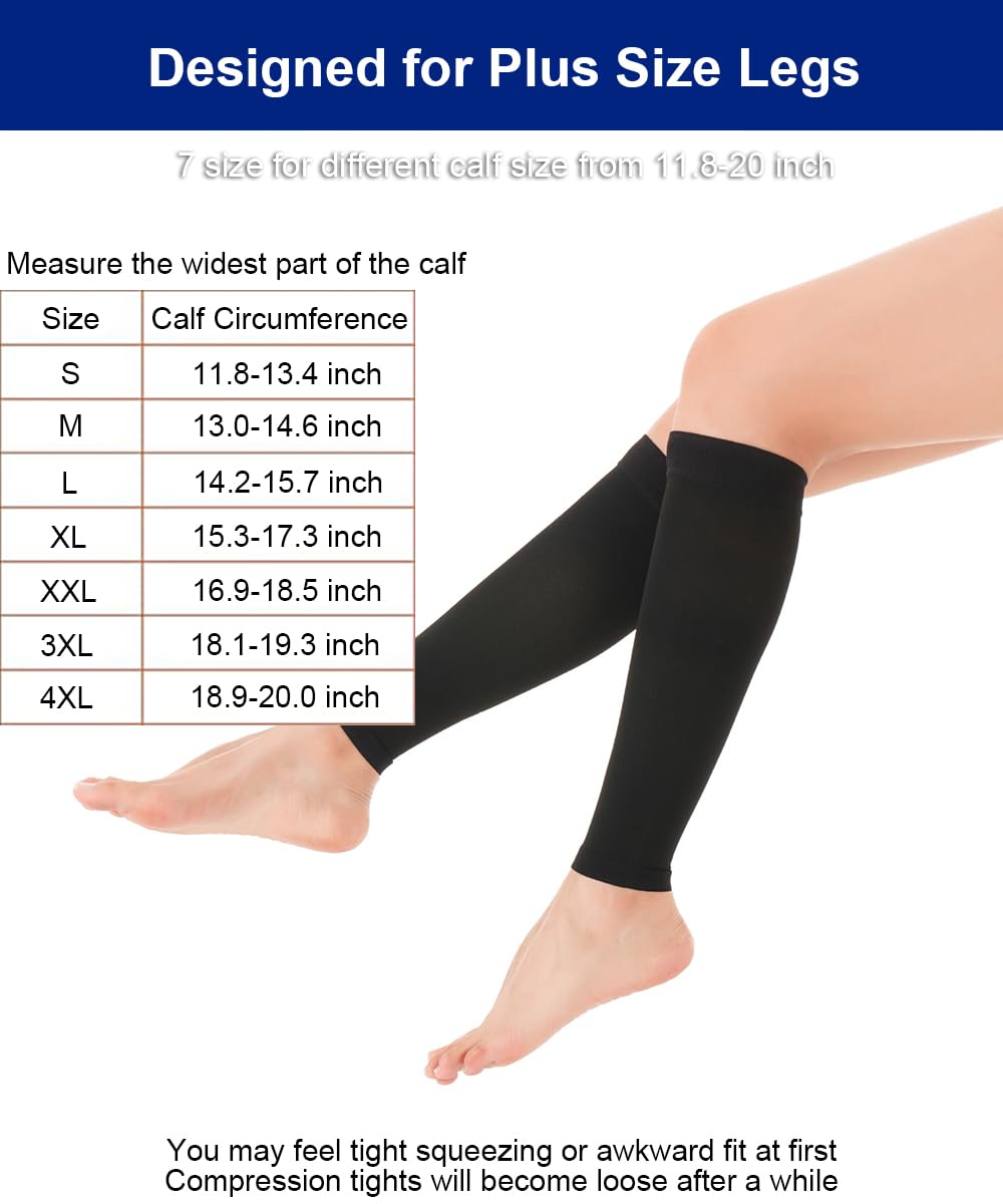 SUJAYU Leg Compression Sleeve Calf Compression Sleeve Women Men, 1 Pair Footless Compression Socks Women Shin Compression Sleeve (Beige, 4XL)