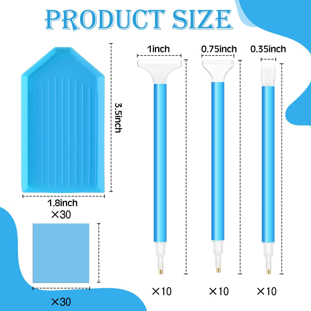 Affrolling 90 Pcs 5d Diamond Art Painting Tools and Accessories Kits Include Drill Pens with 3 Drill Sizes, Plastic Diamond Trays, Glue Clay, Rhinestone Art Painting DIY Accessories(Blue)