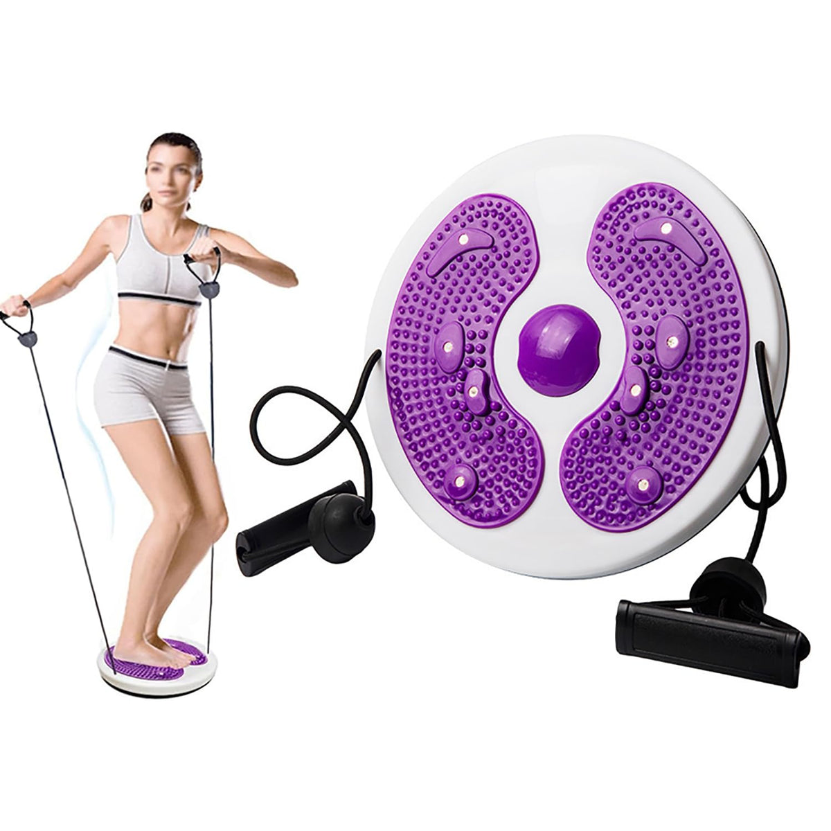 Ab Twist Waist Disc Board,Waist Twister for Women Belly Fat with Handles,Waist Slimming Balance Rotating Disc with Massage Foot Sole for Slimming Waist Arms Hips and Thighs (Purple)