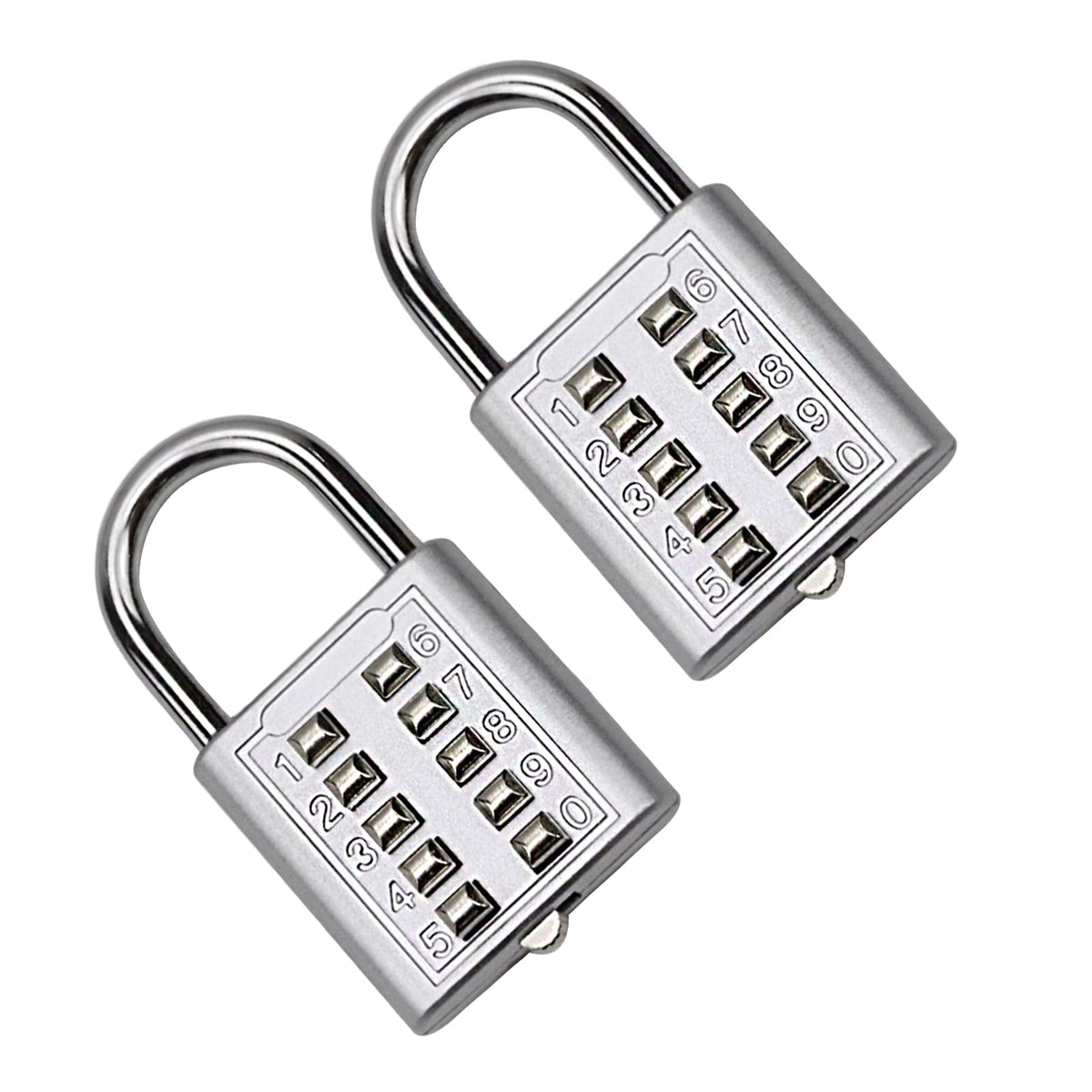 Li-TianFeng 2Pcs 10-Digit Combination Padlock Push Button Lock for Locker Gym, Case, Drawer, Toolbox (silver-2pcs)