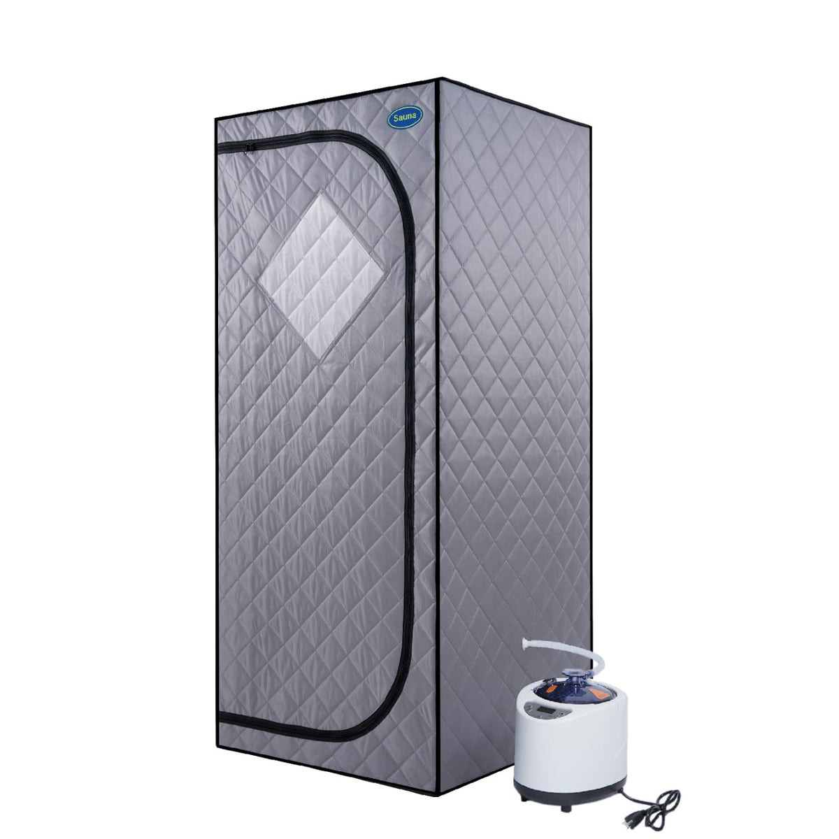 Full Size Portable Grey Steam Sauna Tent: Personal Home Spa with Steam Generator, Remote, Timer, & Foldable Chair