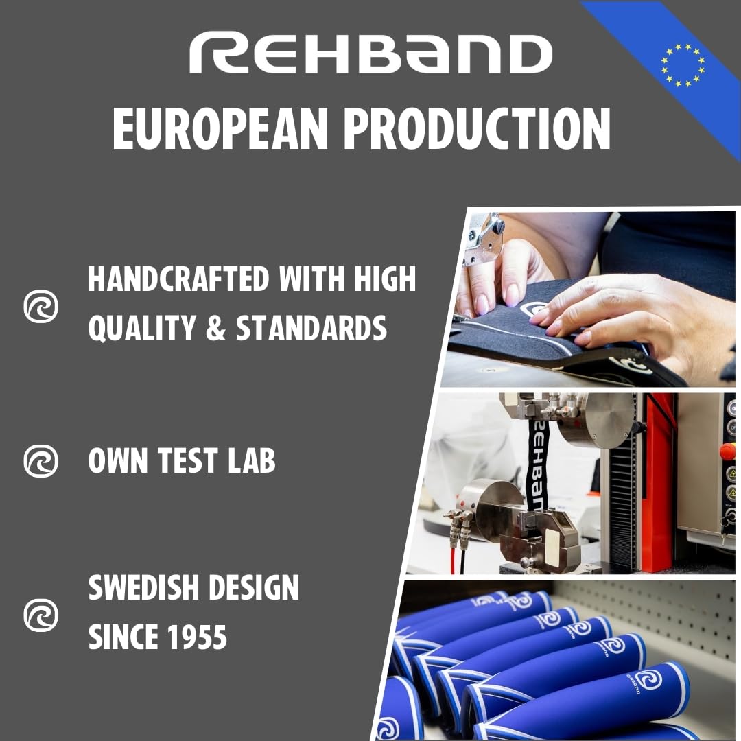 Rehband Classic Knee Sleeve for Strength Training - 7mm Neoprene Knee Brace Competition, Weightlifting, Flexible & Non-Slip Knee Support for Men & Women with anatomic shape, Colour:Blue - 1 Pair, Size:Large