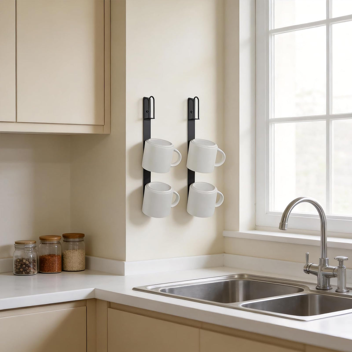 Yohsnor Wall Mounted Cup Holder Set-2PCS Coffee Mug Hanger for Space Saving