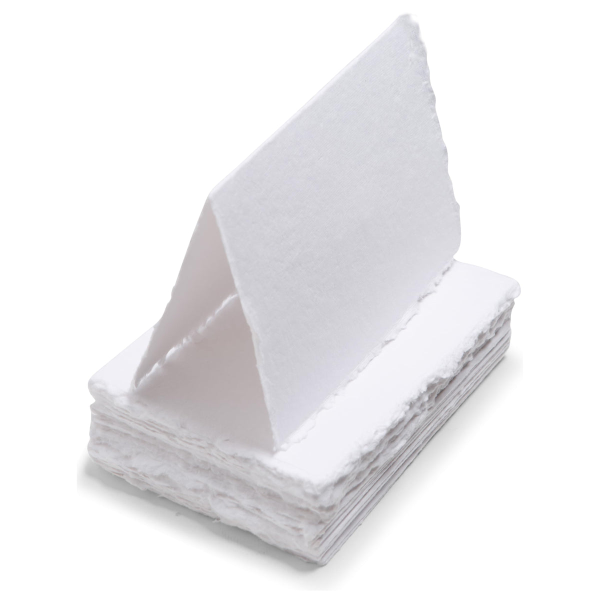 Wanderings Handmade Deckle Edge Tent Cards – Folded to 2" x 3.5" – 150 GSM - 25-Pack – Textured Cotton Paper – Blank Names, Table Settings, Gift Tags, Love Notes