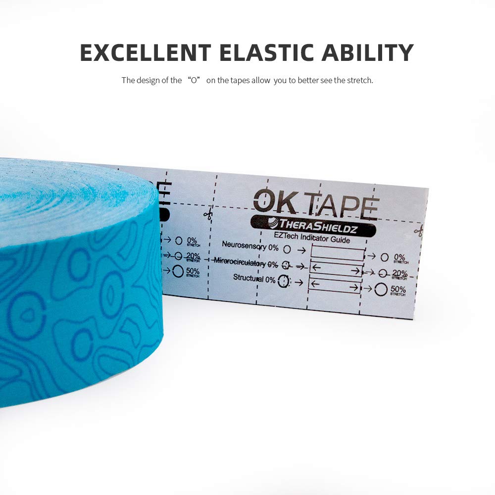(2in X 103 Feet) OK TAPE PRO Bulk Kinesiology Tape, Original Elastic Latex Free Kinesiology Therapeutic Tape, Free Cut Printed, Black+White