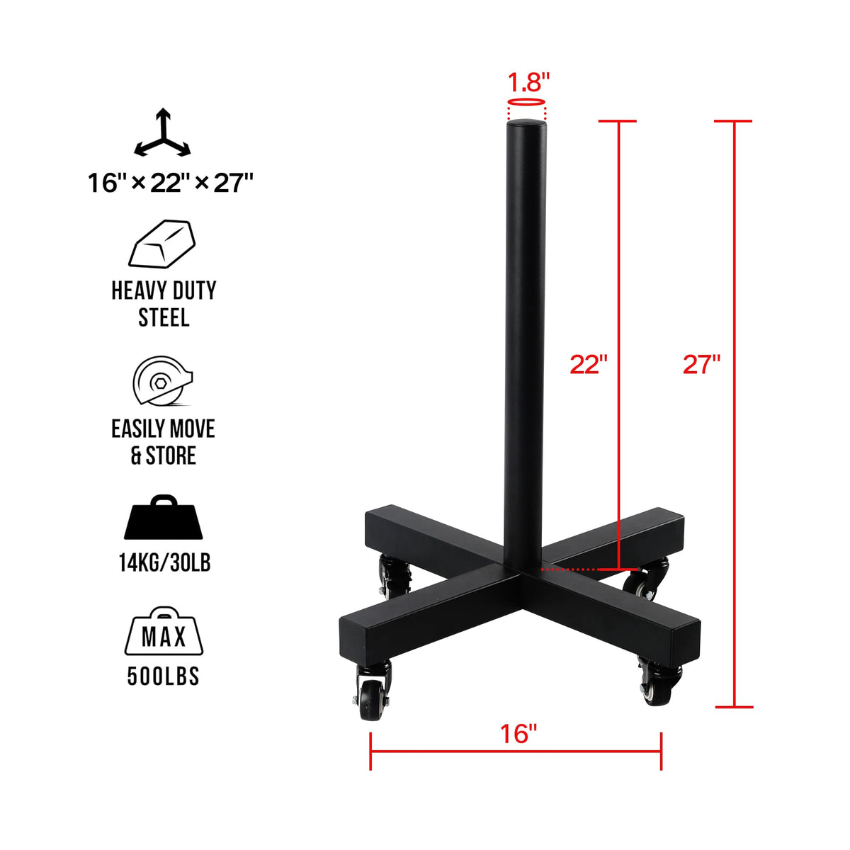 ZUKAM Upgraded Movable Olympic Weight Plate Rack with Wheel for 2-Inch Bumper Plates Weight Storage, Stores up to 800lbs of olympic weight plate, Sold in pairs(Black)