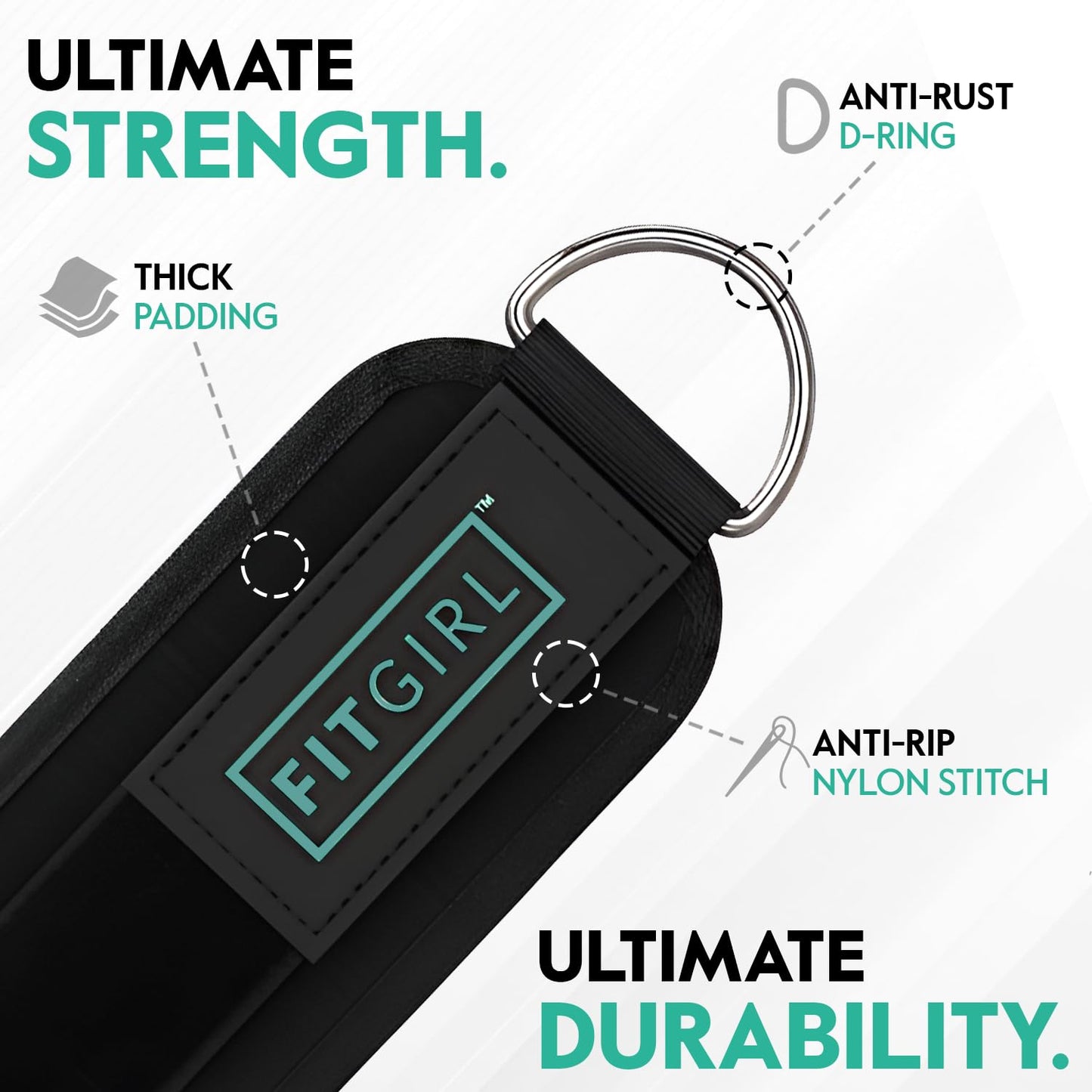 FITGIRL Ankle Strap for Cable Exercise Machines, Work Out Cuff Attachment for Home & Gym, Glute Workouts - Kickbacks, Leg Extensions, Hip Abductors, for Exercise Attachments - Mint - 1 Pack