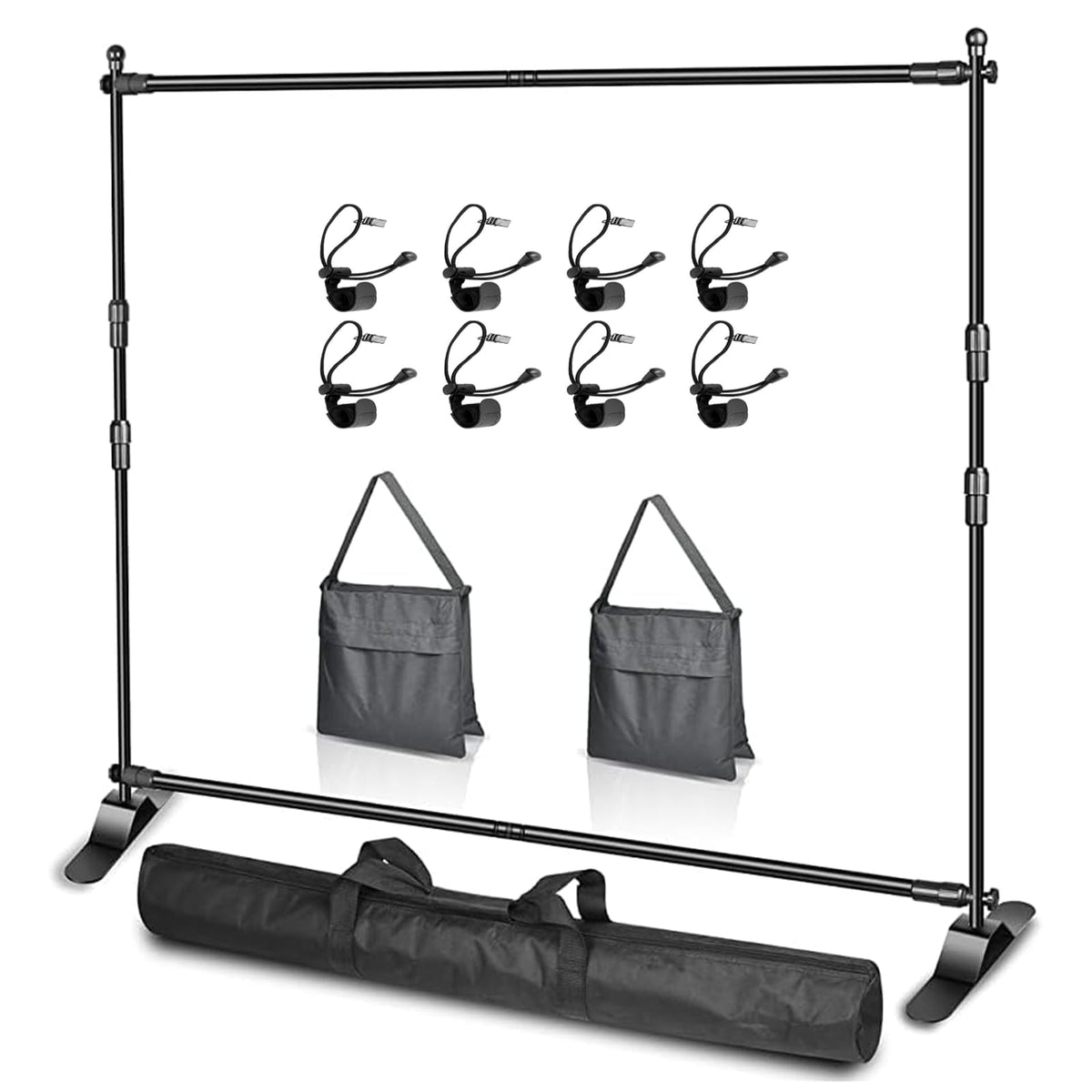 EMART Adjustable Photo Backdrop Banner Stand with 8 x 8ft (W x H) Telescopic Tubes, Suitable for Trade Shows, Professional Photography Booths, and Step and Repeat Background Displays