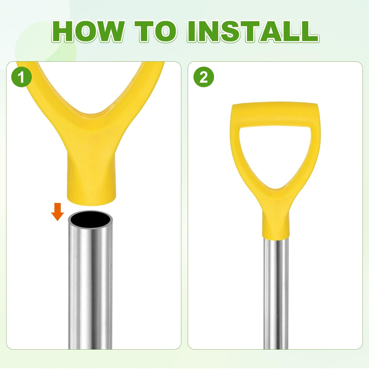 M METERXITY 1-Pack Shovel D Grip Handle, 32mm/ 1.26 Inch Inside Diameter Plastic D Shaped Grip Shovel Handle Replacement for Digging Raking Tools [Yellow]