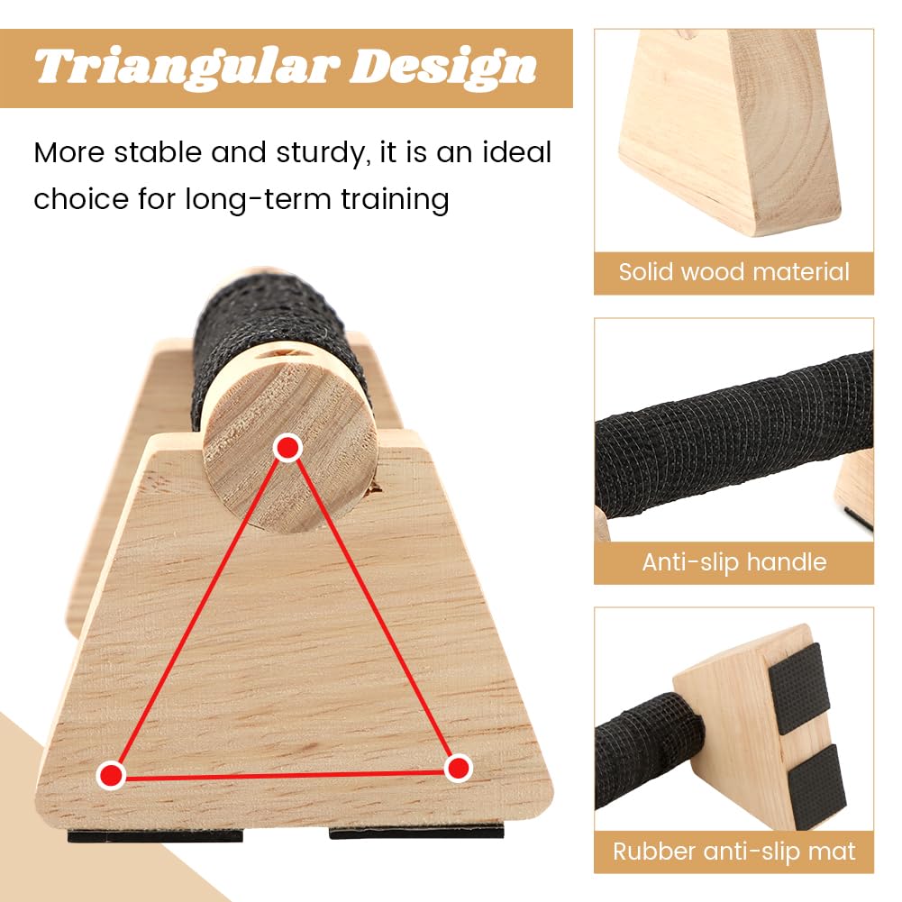 2 PCS Push Up Bars Stands, Wooden Calisthenics Equipment for Handstand Training, Wood Push up Bars Non-Slip Base Exercise Parallettes Bars, Handstand Push-Up Handles