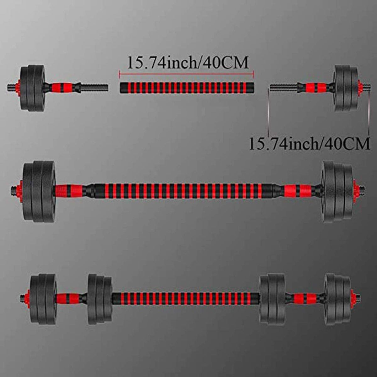 Detetap Dumbbell Bars Adjustable Dumbbell Weight Set Barbell Lifting - 2 x 15.74in Bars and 1 x 15.74in Connecting Rods for Gym Home 1