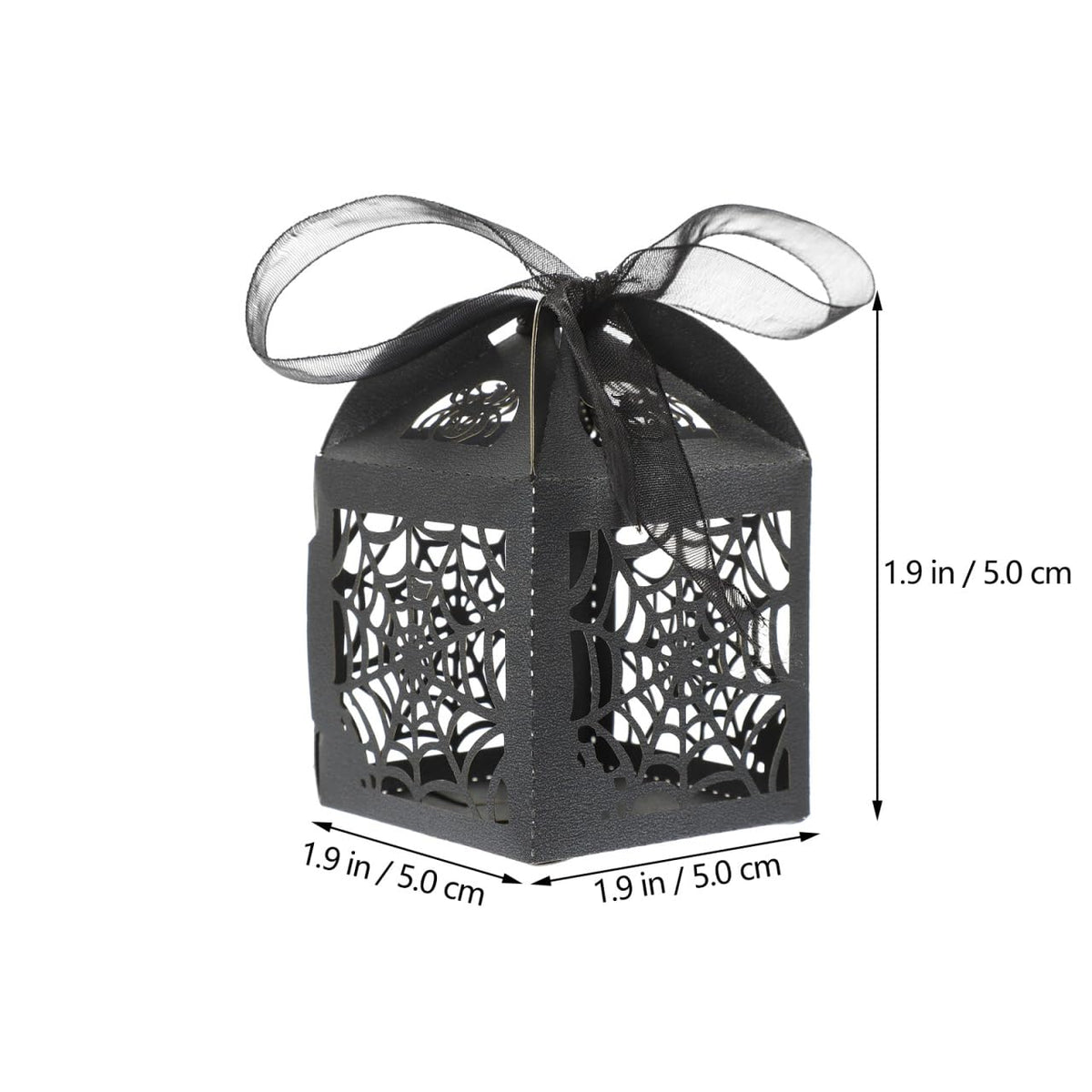 BESTOYARD Halloween Hollow Die-Cut Candy Boxes with Ribbon - Wedding Favor Boxes for Party Treats and Packaging 8.27 X 4.53 Inches 50 Pieces