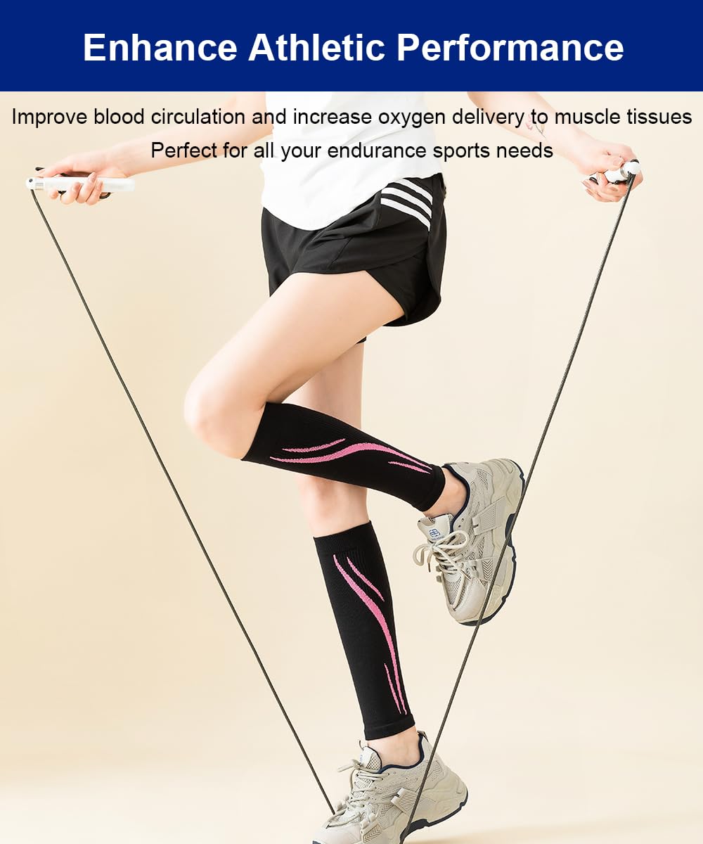 SUJAYU Leg Compression Sleeve Calf Compression Sleeve Women Compression Socks for Flying, Shin Compression Sleeve Shin Splint Relief (Black, S/M)