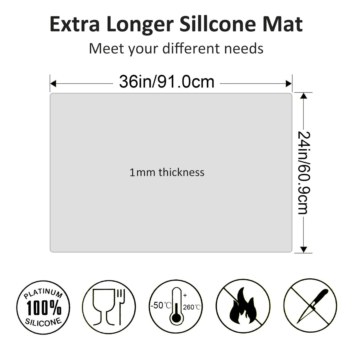 CHDRIKA 36" x 24" Extra Large Silicone Mat for Epoxy Resin, Nonstick Silicon Mats for Crafts Jewelry Casting, Non-Slip Kitchen Table Placemats for Countertop Protector Heat Resistant（Translucent）