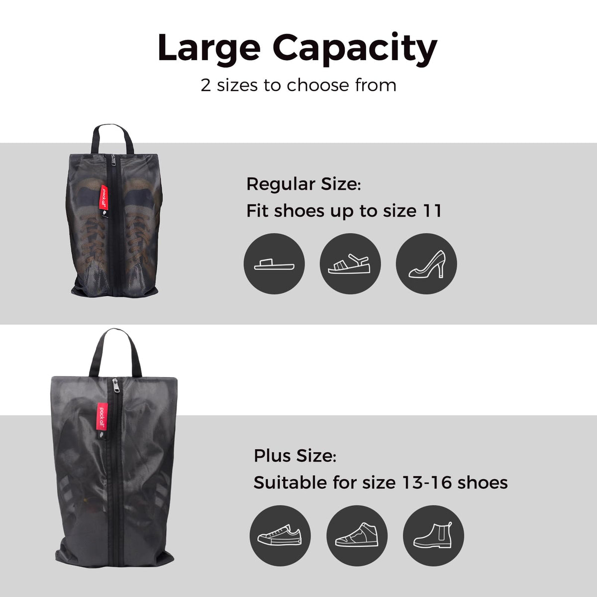 pack all Shoe Bag for Travel, Water-Resistant Shoe Pouch for Gym, Odor-Resistant Soccer Cleats Bag for Sport (Dual Pocket Version)