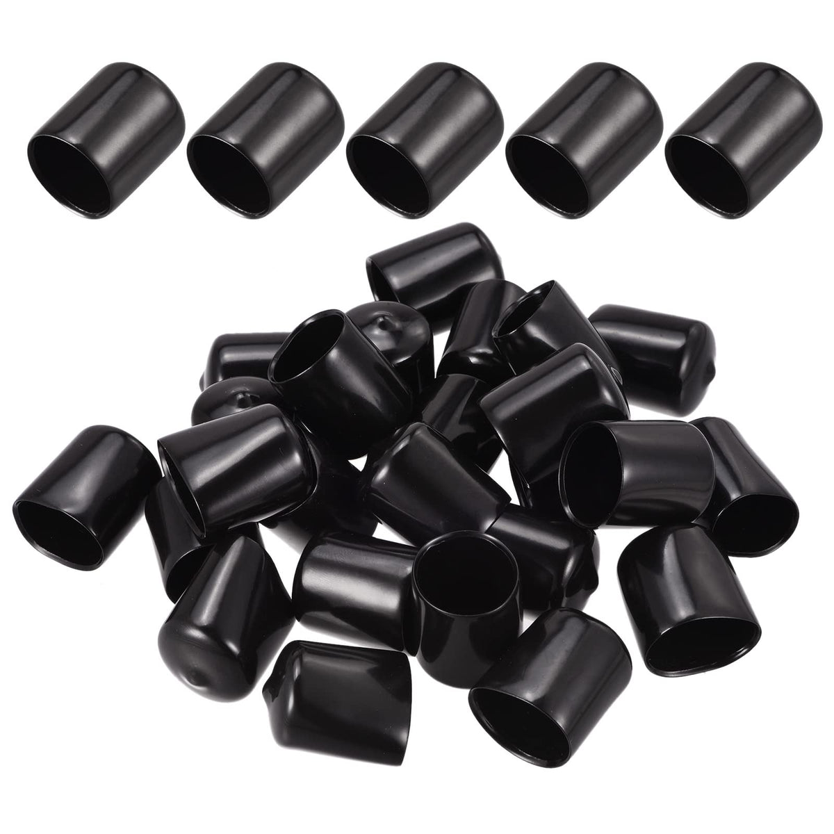 DMiotech 25 Pack 7/8" ID Black Screw Thread Protectors Rubber End Caps Bolt Covers for Screw Bolt Furniture Pipe