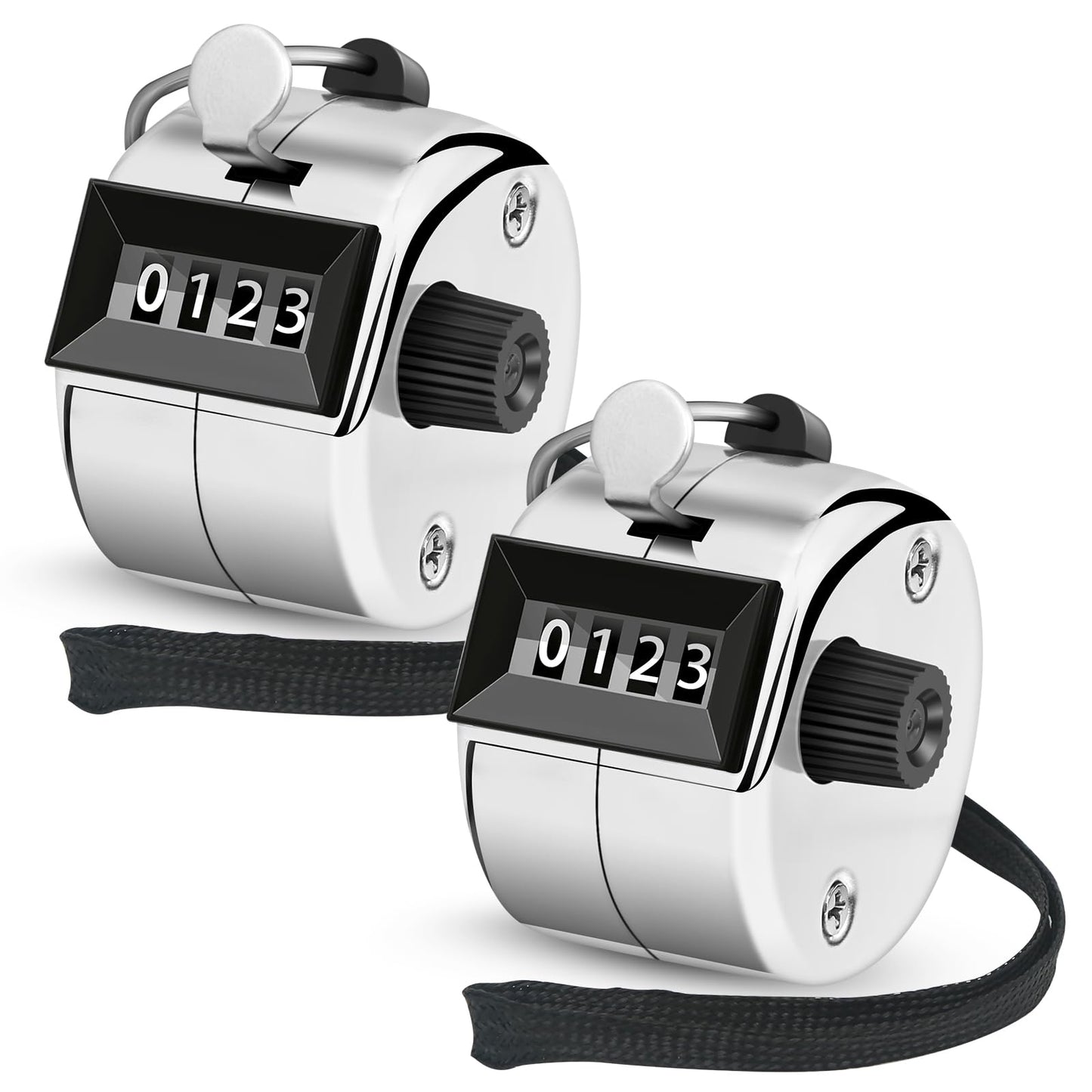 Nliyeisu 2 Pcs Clicker Counter, Hand Tally Counter with Large Display - Mechanical Pitch Counter Clicker for Baseball, Inventory, People Counting, Events, Gym Reps(Silver)