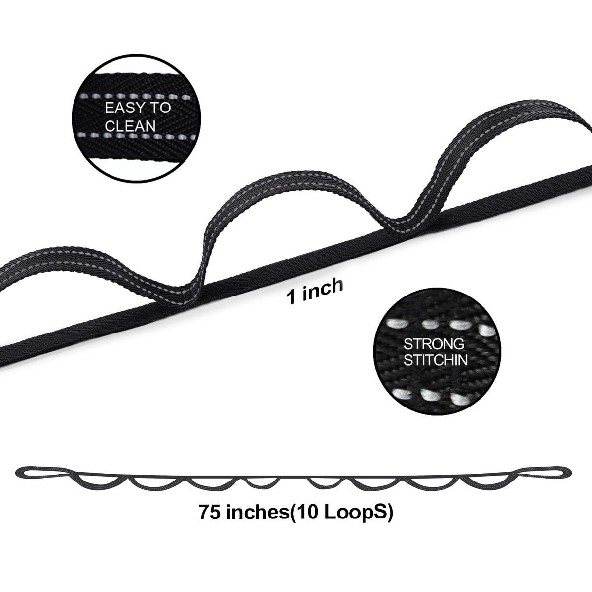 A AZURELIFE Premium Durable Stretch Straps with Loops, Stretching Strap for Physical Therapy, Multi-Loop Yoga Strap Fitness Exercise Strap for Yoga, Pilates, Dance, Flexibility&Exercise