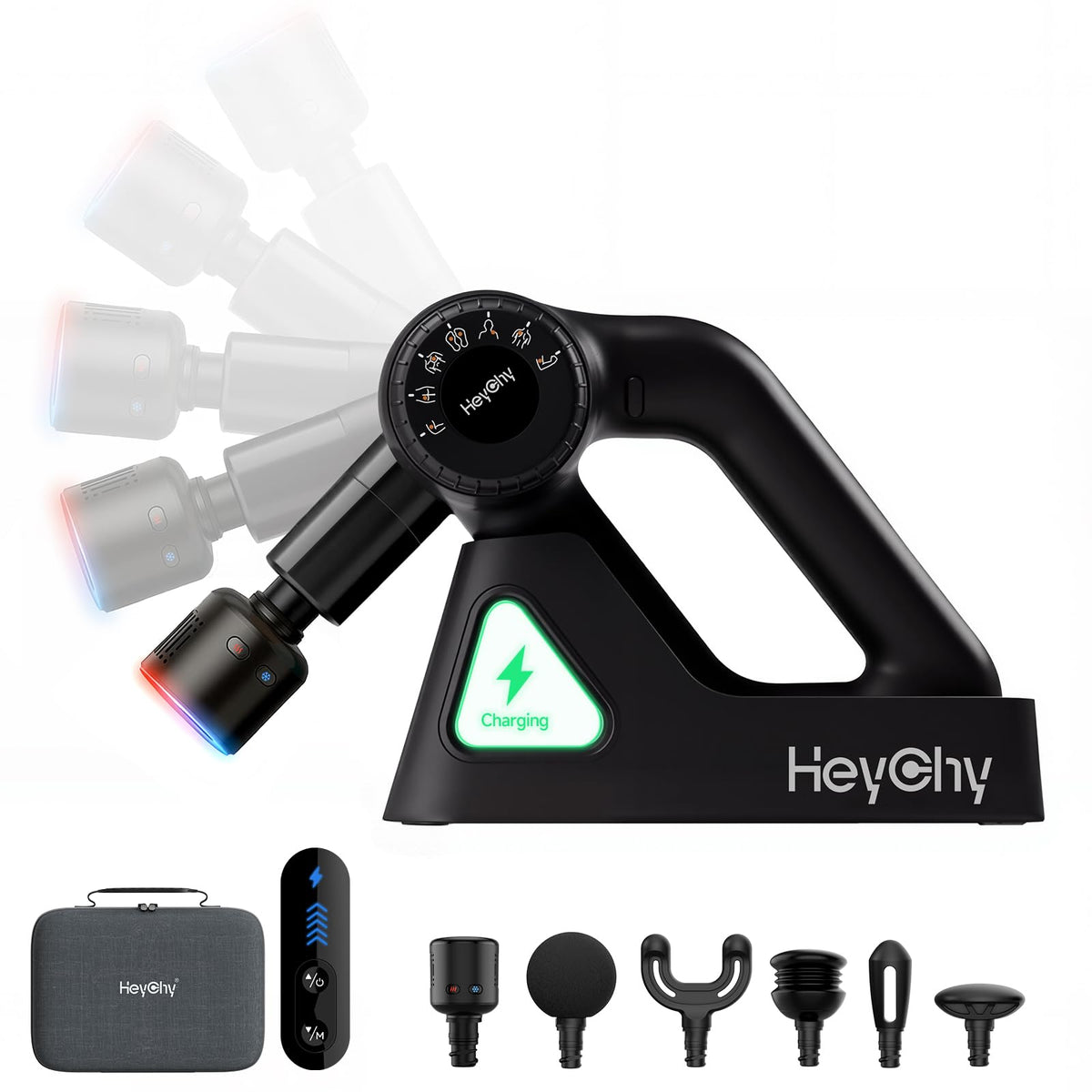 HEYCHY Percussion Massage Gun Deep Tissue with Adjustable Amplitude for Muscle Relief, Professional Handheld Massager for Neck, Back, Shoulder, Leg, Ideal for Men, Athletes, Black