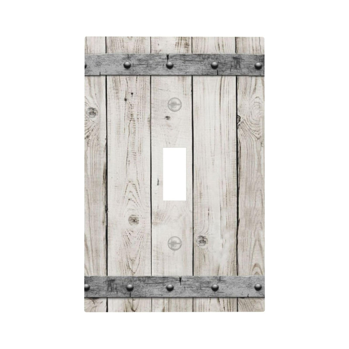 Western Rustic Wooden Barn Door Wood Texture Print Decorative Light Switch Cover 1 Gang Single Toggle Device Electrical Faceplate Switchplates Decorator Outlet Wall Plate for Farmhouse Home Decor